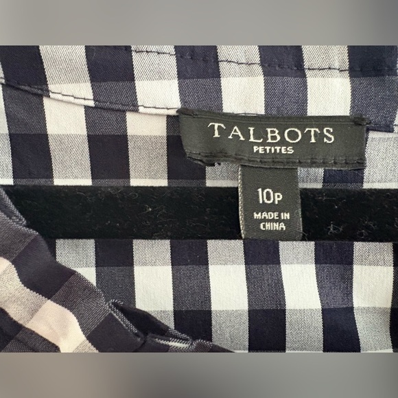 EUC - Talbots Black White Gingham Check Sleeveless Shift Dress 10P Petite - Picture 5 of 7